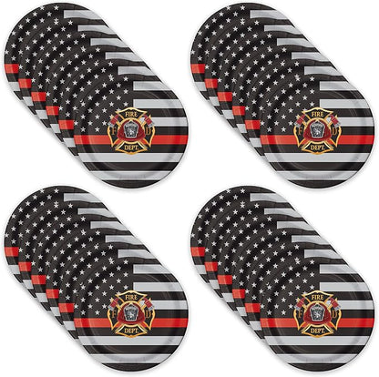 Havercamp Thin Red Line Plates-24 Pack-9 Inch-Firefighter Party Plates | Set of - Image 4