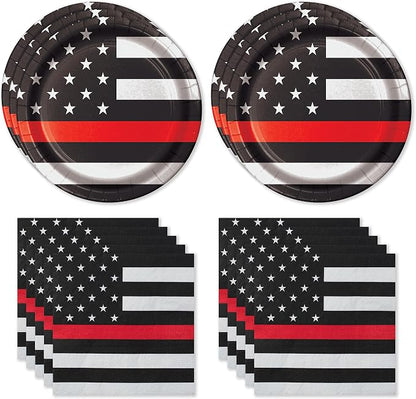 Firefighter EMT Party Set-16 Plates & Napkins-Thin Red Line-Havercamp | by Havercamp