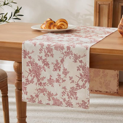 French Pastoral Farmhouse Table Runners, 13x90 Inch Red | 100% Organic Cotton - Image 7
