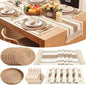 6 Sets Boho Decoration Placemats Round Woven Placemats, Cloth Napkins, Wood by Gandeer