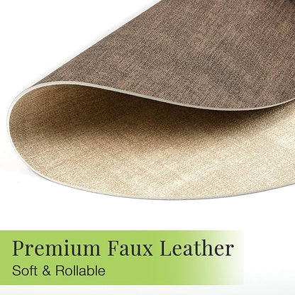 13-Inch Faux Leather Round Placemats Set of 6, Waterproof Anti-Slip Dual Sided Place mats, Heat Resistant Washable Table Mats with Coaster, Suitable for Indoor & Outdoor (6, Beige Dark Coffee)