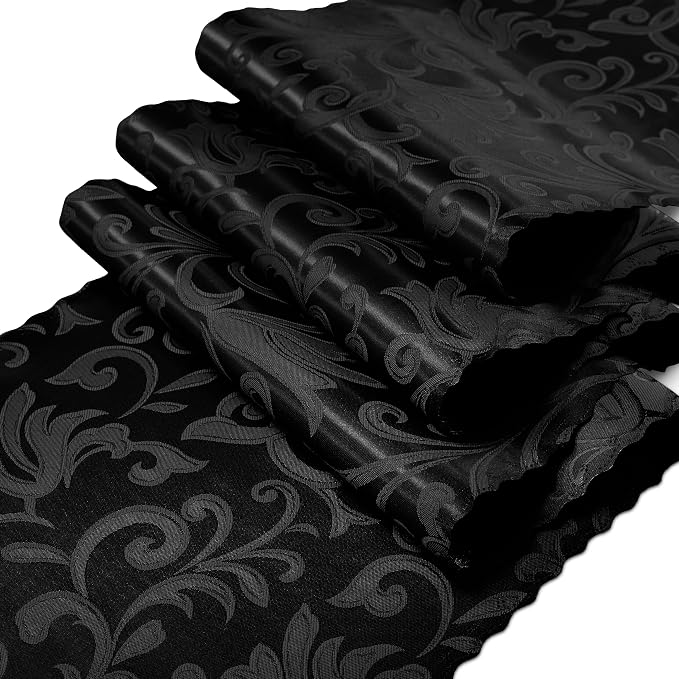 RUDONG M Black Satin Table Runners, 12 x 108 Inch, 2 Pack | Long Silky Damask - Image 7