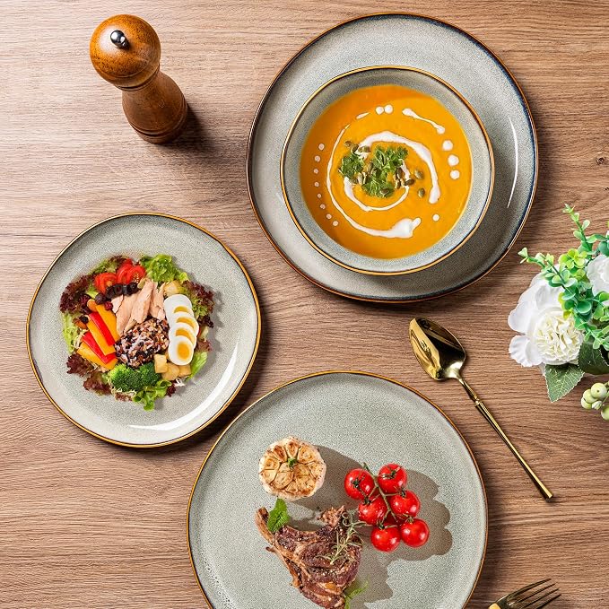 AmorArc Ceramic Plates Set of 6, 8.5 Inch Stoneware Small Dinner Plates Set | - Image 7