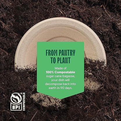 100% Compostable Paper Bowls 16 oz. [1000 Count] Heavy-Duty Soup Bowls - Natural Brown Color Unbleached Bagasse Bowls - Eco-Friendly Disposable Biodegradable Sugarcane - [Bulk Case 8/125 Pack]