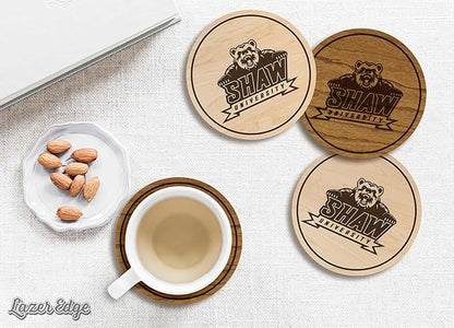 LazerEdge Shaw Bears Wooden Coaster Set - Cherry Wood - Officially Licensed Product - 4-Pack