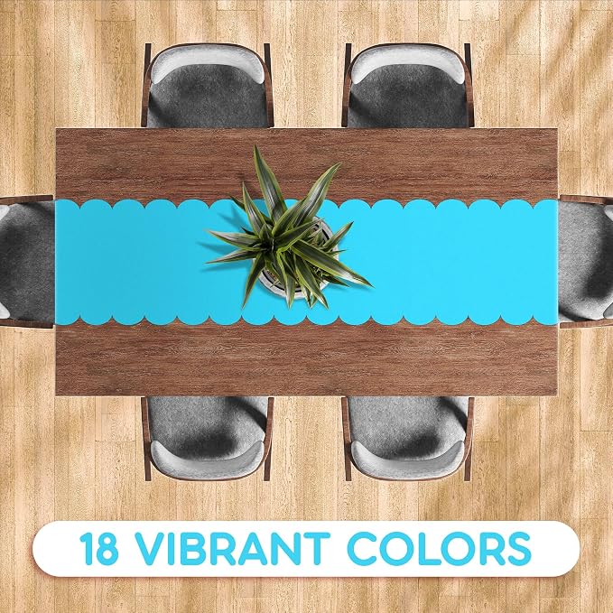 Turquoise Scallop Table Runner, Disposable Plastic, 5 Pack - Image 4