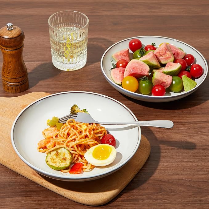 Pasta Bowls 30 oz, Terracotta Ceramic Plate Bowls - Image 4