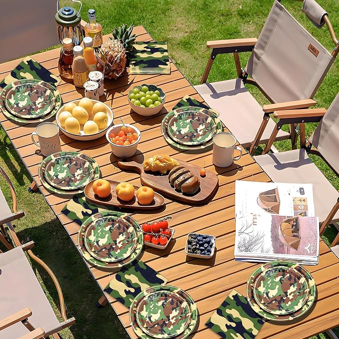 180PCS Camo Paper Plates and Napkins Party Supplies Serve 60, | Disposable - Image 8