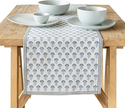 Over&Back 18x90 Hand-Blocked Printed Cotton Table Runner by overback