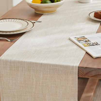 Rustic Cotton Linen Table Runner, 13x36 Inches Taupe | Farmhouse Style Linen - Image 3