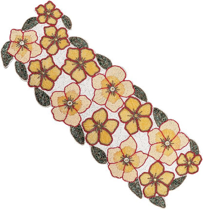 Beaded Table Runner, 13x36 | 85% glass beads, 15% polyester, cotton backing by CLEENTABLE