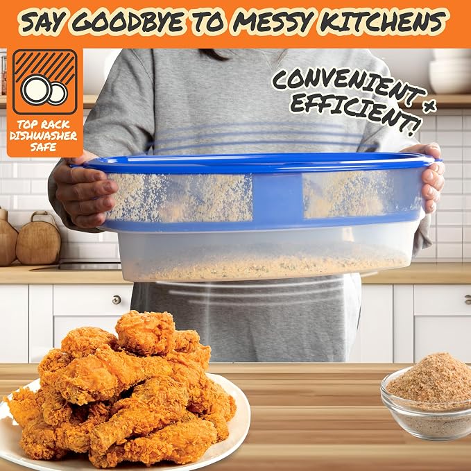 COOK'S CHOICE XL Original Better Breader Bowl 16" Mess-Free Breading Tray | - Image 5