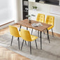 Rectangular Dining Table Set with Upholstered Chairs - Modern Kitchen Table and Chairs Set of 4 for Small Spaces - Yellow