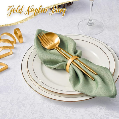APTWOW Gold Napkin Rings Set of 12, Semicircle Metal Gold Napkin Holder Buckles - Image 4