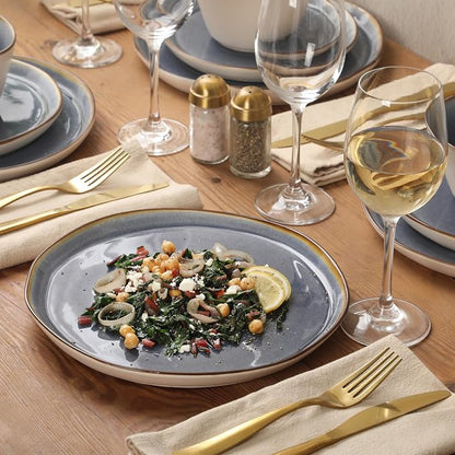 Gibson Elite Algeria River Plates and Bowls Sets, 12-Piece Stoneware Dinnerware - Image 7