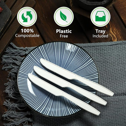 Compostable Knife, 100 Biodegradable Silverware - Image 4