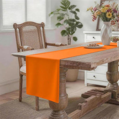 MEANMOY Orange Table Runner 90 Inches Long Waterproof Table Runners | Washable - Image 2