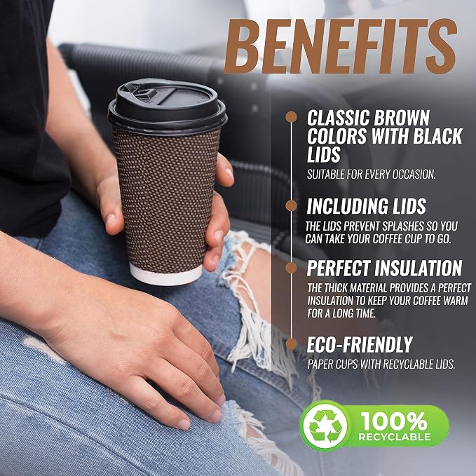 Promora Brown Disposable Coffee Cups - Image 5