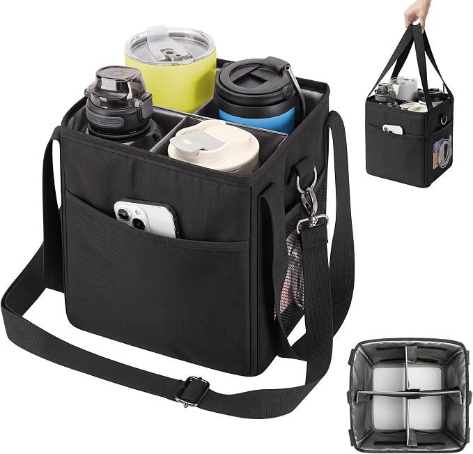 4 Cup Drink Carrier Bag, Insulated Cup Caddy by NIUFEEK