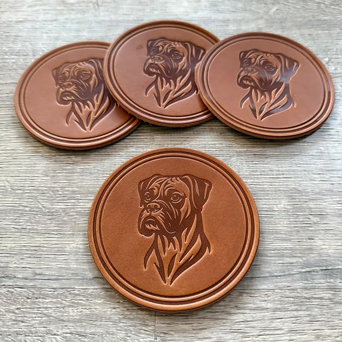 Dog Breed Leather Coasters – Premium Full Grain Table Protectors - Image 3