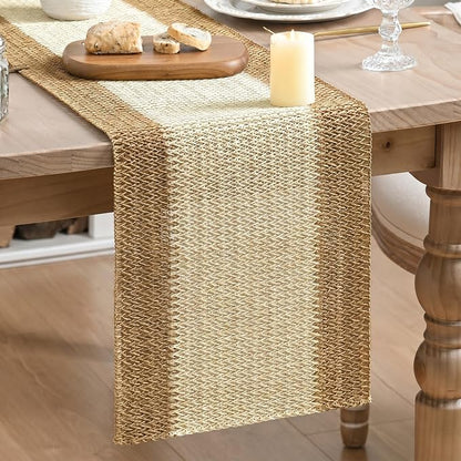 Artoid Mode Burlap Brown Farmhouse Rustic Paper Braided Table Runner, Seasonal by ArtoidMode