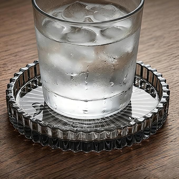 Round Modern Clear Coasters Set of 2, Glass Cup Coaster Modern Crystal Coasters - Image 5