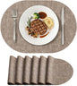 Placemats Set of 6, 11.8 x 17 Inch, Light Brown | Heat Resistant Oval Faux by homing