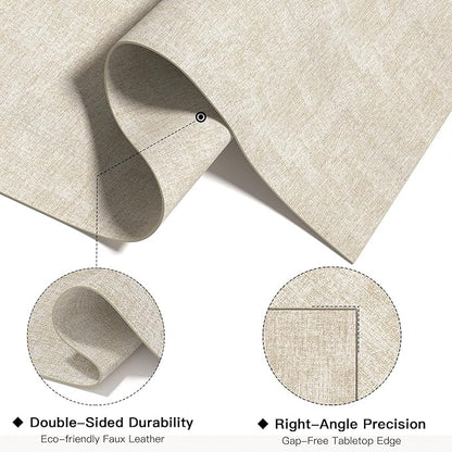 DOLOPL Placemats Set of 12, Reversible Wipeable & Heat Resistant Place Mats, Modern Faux Leather Table Mats for Kitchen, Neutral Waterproof Tablemats for Dining Table Decor, Wedding, Party(Beige)