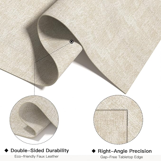 DOLOPL Placemats Set of 6, Reversible Wipeable & Heat Resistant Place Mats, Modern Faux Leather Table Mats for Kitchen, Neutral Waterproof Tablemats for Dining Table Decor, Wedding, Party(Beige)