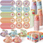 Nuogo 300 Pcs Vintage Floral Disposable Tea Party Set by Nuogo
