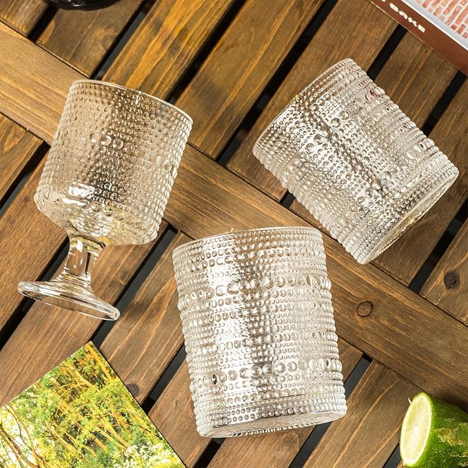 KEMORELA Vintage Glassware Drinking Glasses Set of 4, Hobnail Drinking Glasses - Image 5