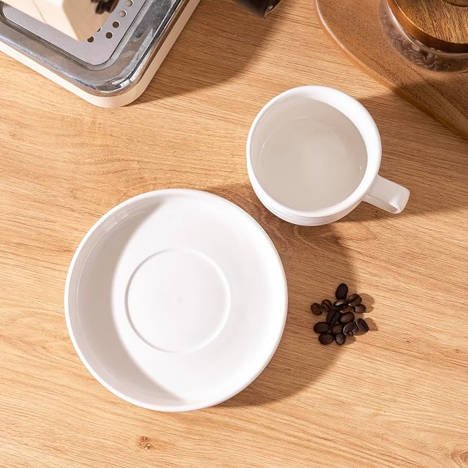 Ceramic Coffee Mug with Saucer, 8oz Glossy Porcelain Tea Cup Set, Modern - Image 6