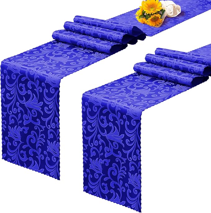 RUDONG M Satin Table Runners, Royal Blue, 12 x 108 Inch, 2 Pack | Long Silky by RUDONG+M