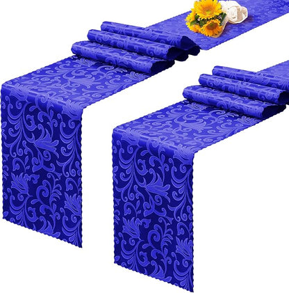RUDONG M Satin Table Runners, Royal Blue, 12 x 108 Inch, 2 Pack | Long Silky by RUDONG+M