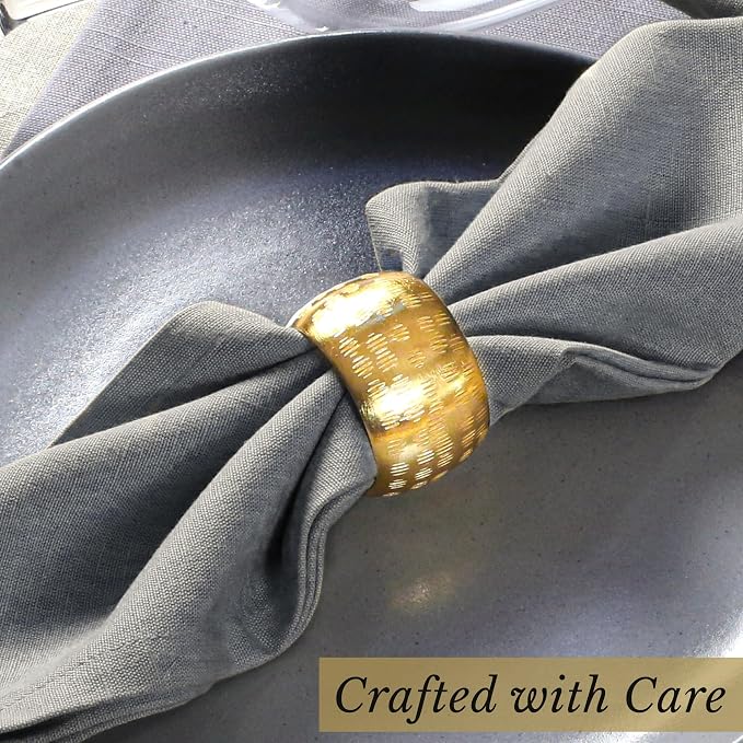 Napkin Rings Set of 12, Metal Napkin Holder Cuffs - Image 5