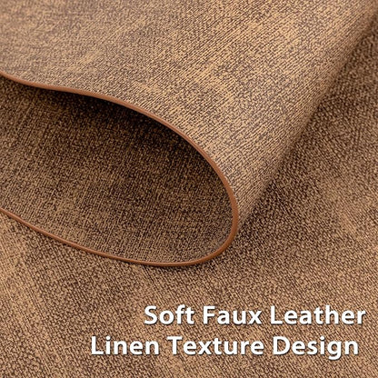 Placemats Set of 4 - Washable Heat Resistant Table Placemats - Wipeable Faux Leather Oval Place Mats, Waterproof Table Mats for Dining Table, Brown