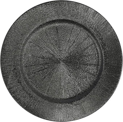 100 Pcs Antique Charger Plates Bulk, 13in Reusable Serving Plates Embossed Rim Plastic Party Dinner Plate Chargers Round Decorative Server Plate for Wedding Party Event Tableware