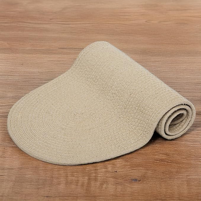 Encasa XO Table Runner, Handmade Ribbed Cotton 12"x36" | Beige, Heat & Scratch - Image 6