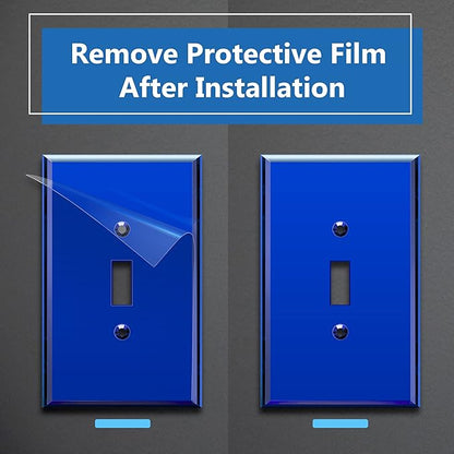 LIDER Toggle Switch Acrylic Wall Plate, Mirrored Light Switch Plate, Plexiglass Switch Cover, Mirror-like Reflective Finish, Modern Upgrade, Oversized 1-Gang 5.25" x 3.44", Blue