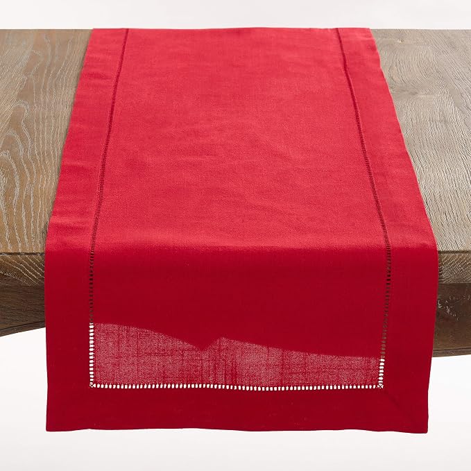 SARO LIFESTYLE Hemstitched Border Table Runner by SaroLifestyle