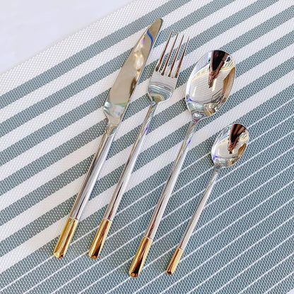 Silverware Set Service for 6, IKXO 24-Piece Modern Stainless Steel Flatware by IKXOLifeswhispersweresonate