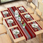 Table Runner and Placemats Set of 6, Abstract Vintage | Stripes Burgundy by ArtSocket