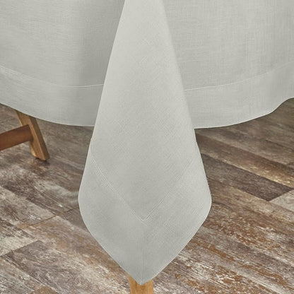 D'Moksha Homes Linen Tablecloth 60 x 102 Inch - 100% Pure Linen Silver Grey Table Cloth for Rectangle Tables - Machine Washable Cloth Tablecloth for Spring, Easter