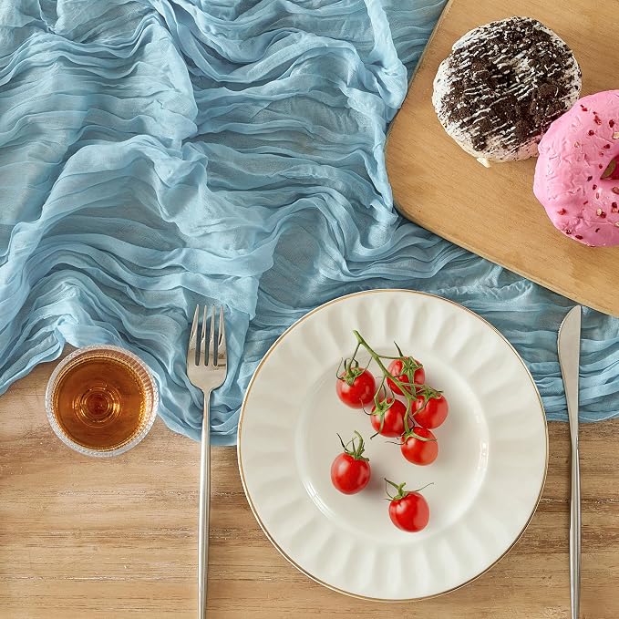 12 Pack Dusty Blue Cheesecloth Table Runner Boho Gauze Home Decor | 120 Inch - Image 4
