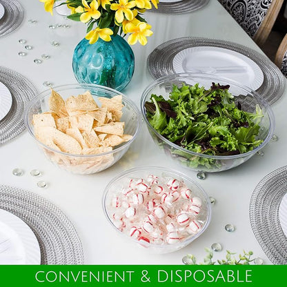 Disposable 48 Ounce Round Crystal Clear Plastic Bowls - Image 6