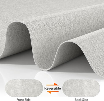 DOLOPL Large Placemats Set of 6, Oval Reversible Wipeable & Non-Slip Place Mats, Modern Faux Leather Table Mats for Kitchen, Neutral Tablemats for Dining Table Decor, Wedding, Party(Gray)