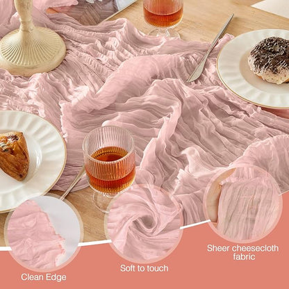 12 Pack Dusty Pink Cheesecloth Table Runner Boho Gauze Home Decor | 120 Inch - Image 5