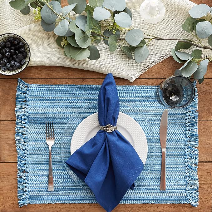 DII Variegated Tabletop Collection, Placemat Set3x19, Light Blue, 6 Piece - Image 2