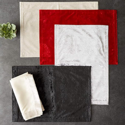 DII Velvet Collection Tabletop, Placemat Set, Cream 4 Piece - Image 3