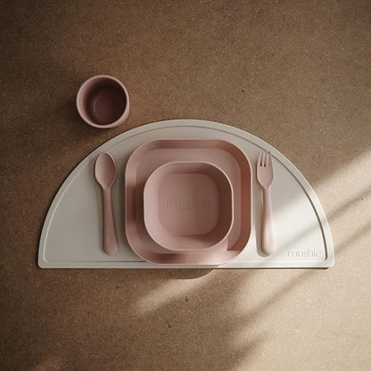 mushie Square Dinnerware Bowls for Kids | Made in Denmark, Set of 2 (Blush)
